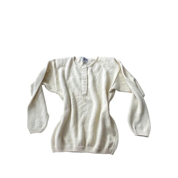 Vintage Club Sportif de Paris Cream Floral Button Knit Cardigan - Picture 1 of 8